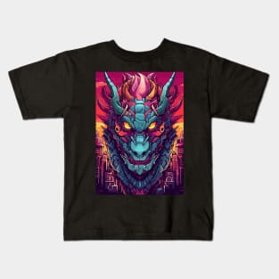 Cyberpunk Mecha Dragon Head Kids T-Shirt